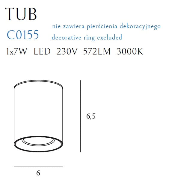 MAXLIGHT C0155 SPOT TUB ALB+ INEL DECORATIV ALB RC0155/C0156 WHITE - beculet