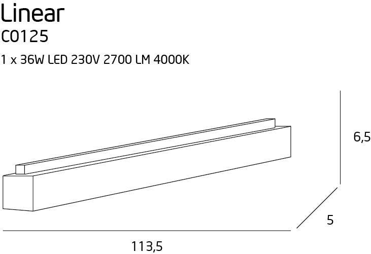 MAXLIGHT C0125 SPOT LINEAR WHITE 36W 4000K - beculet